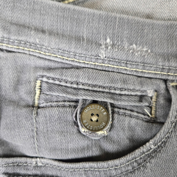 Y2K Hollister Washed Gray Light Wash Low Rise Stretch Skinny Jeans Size 1 - Picture 6 of 10